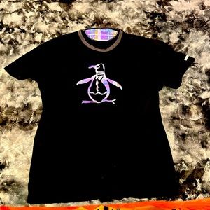 Vintage Original Penguin Purple Plaid Logo Men’s Tshirt Medium Y2K